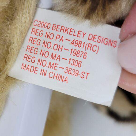 Berkley Designs Kids Stuffed Teddy Bear 13" Pearl Necklace Leapord Fur‎ Coat - Picture 9 of 12